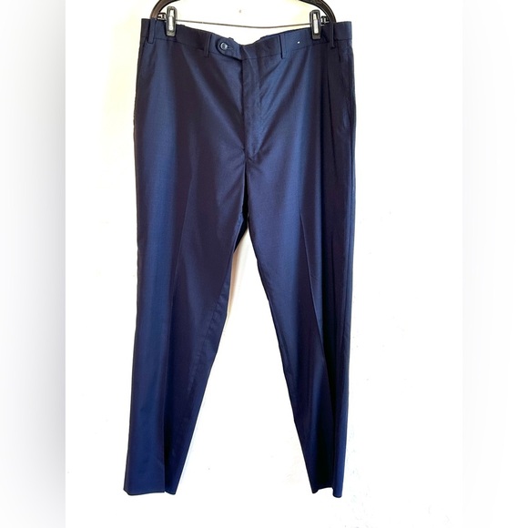 Peter Millar Navy Blue Wool Flat Front Lined Dress Career Slacks Pants Sz 38 - Picture 1 of 15